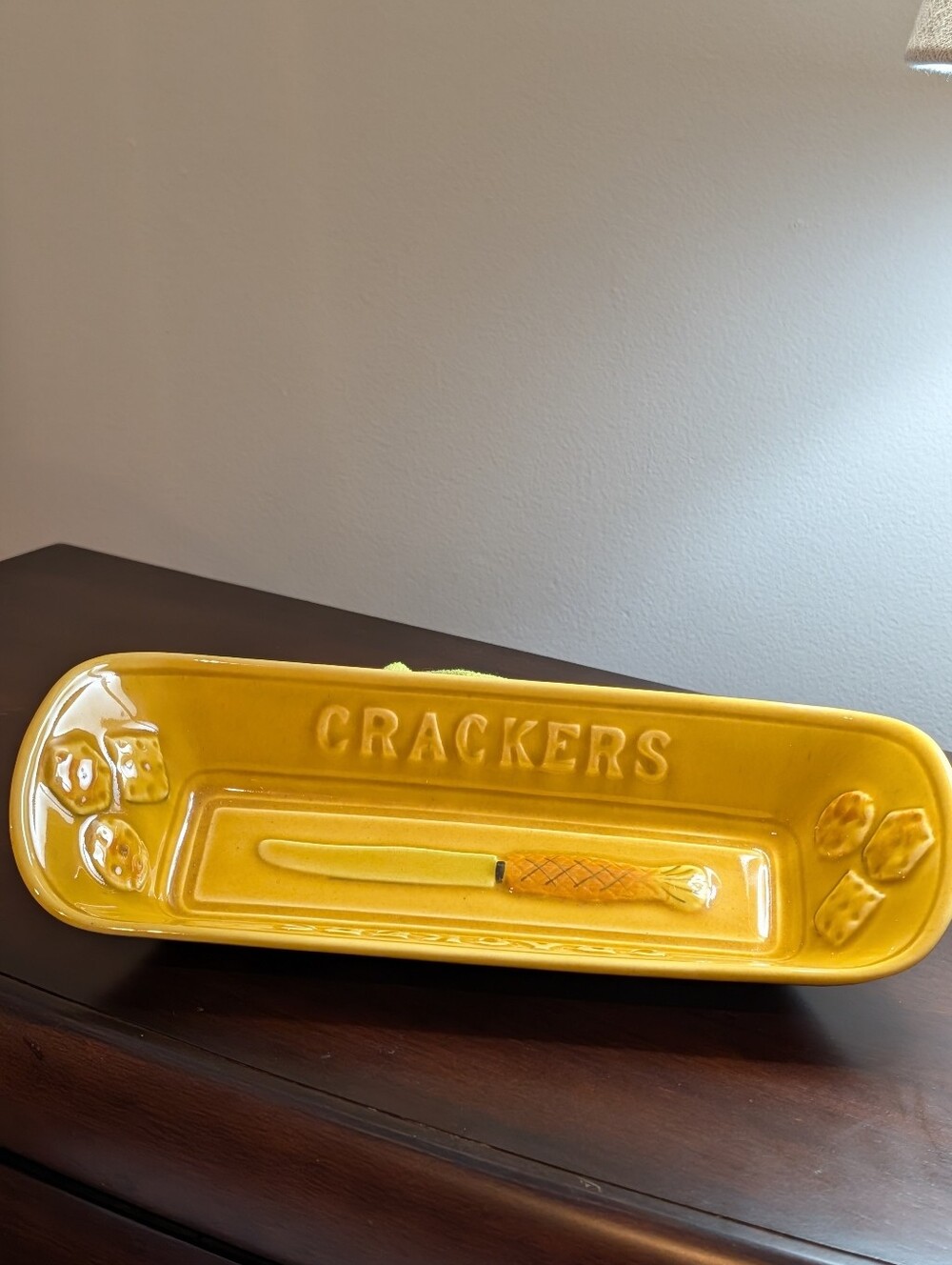 Vintage Los Angeles Potteries Cracker Dish Gold Yellow